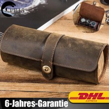 Uhrenspeicher 3 Slots Echtleder Uhrenrolle Reisetasche Vintage Horse Leather DE