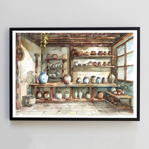 Pottery studio home - home, aquarell