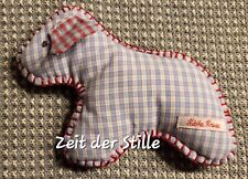 KÄTHE KRUSE Hund Greifling mit Rassel Stofftier Blau Rot Weiß kariert NEU