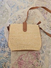 TCM Tchibo Damen Umhängetasche Bastoptik geflochten Handtasche Stroh 23X20X11 Cm