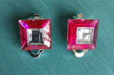 Ohrclips Strass Glitzer pink kristall Retro Look Vintage 50er 50ies Glamour