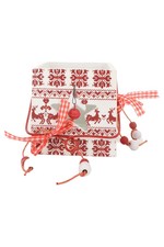 Depot Windlicht Weihnachten Holz Glas Rot Norwegermuster Stern 10cm