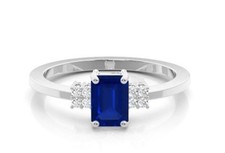 Diamond Side Stone Blue Saphir