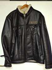 #338C - Herren Aviator Bomber Winter Piloten Jacke - Leder Vegan - XXL - D.Braun