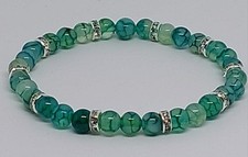 Naturstein Perlen Armband Grüne Achat Perlen Handgefertigt Schmucksteinperlen 