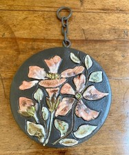 Ruscha Keramik Wandbild Wandplatte rund 70-er Blume Bild  Landhaus Vintage