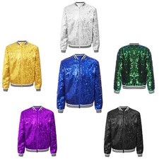 Kinder Mädchen Bomberjacke Langarm Kunstlederjacke Hip-Hop Outwear Straßentanz