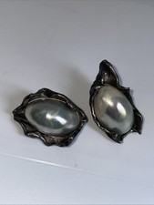 925 Silber Ohrclips+grosser Muschel/Stein, 18.9g,verschied.Clipblätter,s.Foto