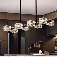 JUJUQI Moderne Kristall-Kronleuchter,Schwarz und Gold Hängeleuchte, K9