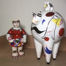 2-er Set! Villeroy & Boch Animal park, Katze mit Nasenbär & Rosemarie, 1A