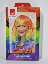 Smiffys Regenbogen Glam Perücke Mehrfarbig Rainbow Karneval Halloween
