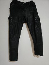 Lederhose, Cargo, schwarz, Used Look, ungetragen, W 32/33 (Jeansgröße)