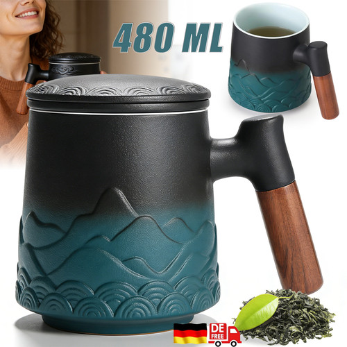 Teetasse mit deckel und sieb - mit,