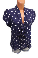 ashley brooke dünne Bluse L 42 kurzarm blau Hemdbluse große Punkte Damen