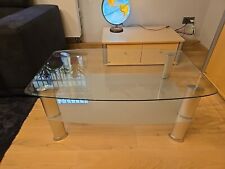 Couchglastisch 100x63 cm , H. 45 cm  Beine Silber matt, Glasablage TOP-ZUSTAND!