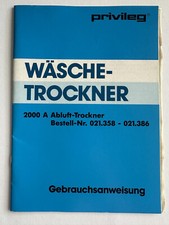 privileg Gebrauchsanweisung WÄSCHETROCKNER 2000 A, 23 S., Nr. 021.358 – 021.386
