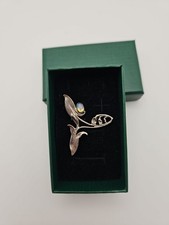 Jugendstil Brosche vermutlich Silber mit Mondstein, tolles Weihnachtsgeschenk!