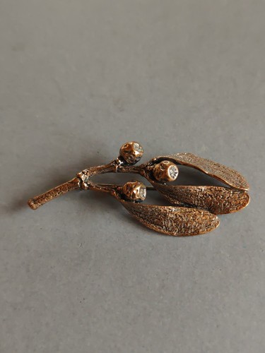 Bronze brosche mistelzweig - brosche, jv