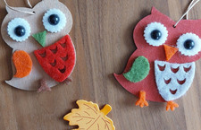 2 Fensterbilder  Eulen zum Aufhängen Herbst