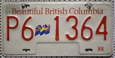 Kanada Nummernschild Auto Kennzeichen BRITISH COLUMBIA Canada License Plate 1364