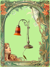 Joh. Loetz Witwe Tango Glas Ausf. 181 Antike Jugendstil Bronze Tischlampe 1918