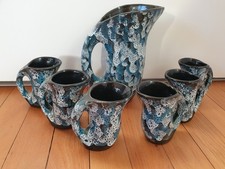 Saftservice Keramik 7-tlg Frankreich Vallauris vintage midcentury design selten