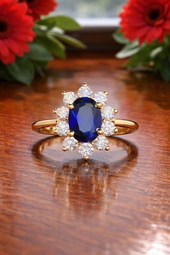 14k gelbgold saphir cluster - gelbgold,