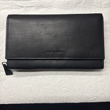 Portemonnaie Damen mit Kartenfächern Echtleder In Schwarz