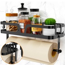 Gewürzregal Küchenregal Wand ohne Bohren Küchenrollenhalter Mit 4 Haken