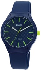 Q&Q by Citizen Unisex Uhr 10 Bar Wasserdicht Silikonband Dunkelblau Grün