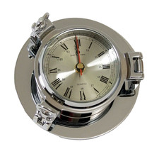 Uhr im Bullauge Bullaugen Instrument Wanduhr Nautic Chrom Ø 14 cm