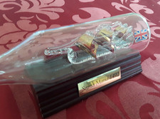 Mundgeblasenes Glas Buddelschiff Santa Maria Viermaster Flaschenschiff Vintage