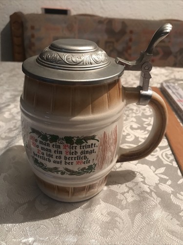 Bierkrug mit zinndeckel 5l - bierkrug,
