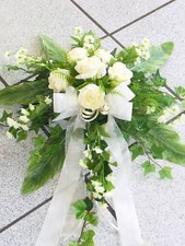 excl. Autoschmuck Autogesteck Hochzeit creme Kunstblumen Deko Autodeko Rosen