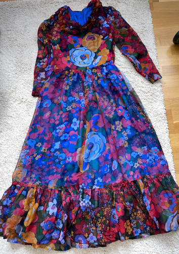 70er jahre buntes - 70er, blumen-kleid