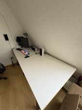 Schreibtisch Weiß 200x80 mit Metallbeinen Schwarz