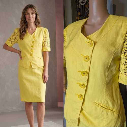 Vintage 80er leinen gelb - vintage,