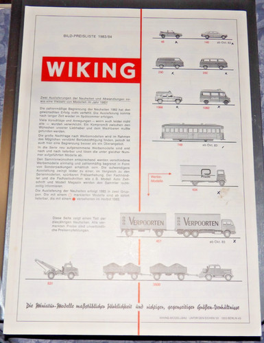 Wiking preisliste 1983 - wiking, 1983/84