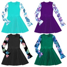 Kinder Mädchen Kleid Patchwork Röcke Gymnastik Badeanzug Rash Guard Bikini Pool