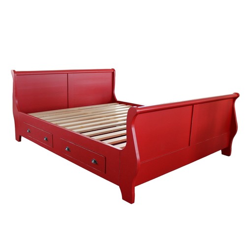 Massivholzbett 160x200 rot - 160x200, cm