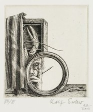 R. ESCHER (*1936), Kleiner Rundspiegel mit Selbst, um 2013, Rad. Surrealismus