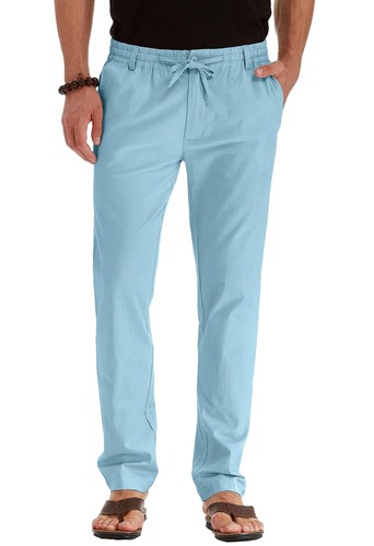 Weite leinenhose mit kordelzug - leinenhose,