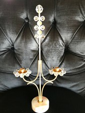 Kerzenständer Leuchter antik Messing mit Kristall & Onyx Art Deco Midcentury