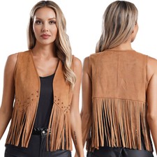 Frauen Weste Disco Jacken Mittelalter Strickjacke Pirate Cosplay Fransen Quaste