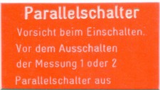 Eisenbahn Bundesbahn Schild "Parallelschalter - Vorsicht vor dem Einschalten."