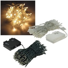 Outdoor LED Lichterkette mit TIMER warmweiß Batterie-Betrieb IP44 transparent