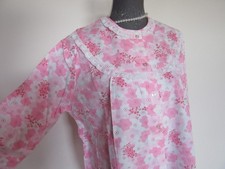 Flanell Nachthemd vintage Baumwolle GR  44 - 46 rosa, weiß  Neu