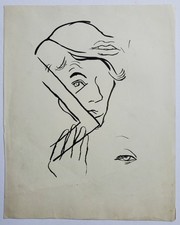 Zeichnung Bleistift Tinte Portrait Doppelseitig Edvard Frank Nachlass