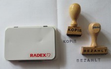 1 Metall- Stempelkissen schwarz + 2 Holzstempel "KOPIE" und "BEZAHLT"
