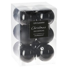 12x Weihnachtskugeln Schwarz